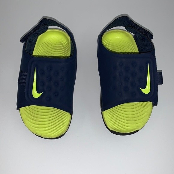 Nike Sunray Adjust 5 Midnight Infant Sandals Navy And Lemon Venom size 6C - Picture 2 of 8